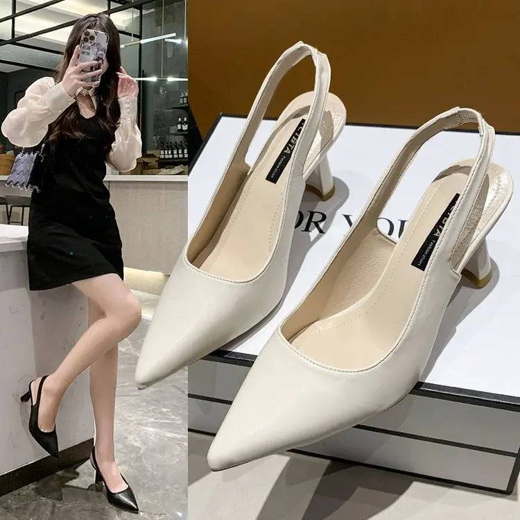 Sandalias Elegantes de Tacón Bajo para Mujer - Punta Puntiaguda Casual