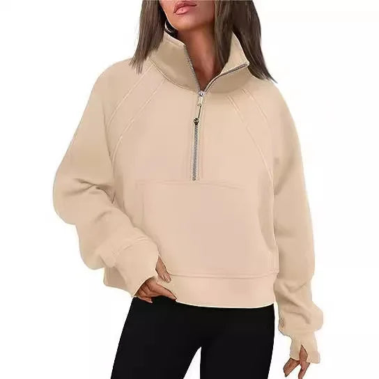 Sudadera Mujer con Media Cremallera - Cuello Alto Holgada Streetwear