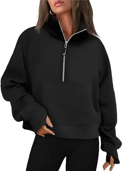 Sudadera Mujer con Media Cremallera - Cuello Alto Holgada Streetwear