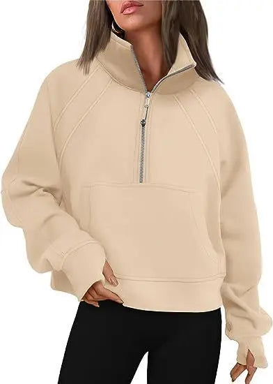 Sudadera Mujer con Media Cremallera - Cuello Alto Holgada Streetwear