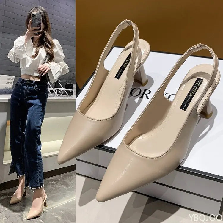 Sandalias Elegantes de Tacón Bajo para Mujer - Punta Puntiaguda Casual