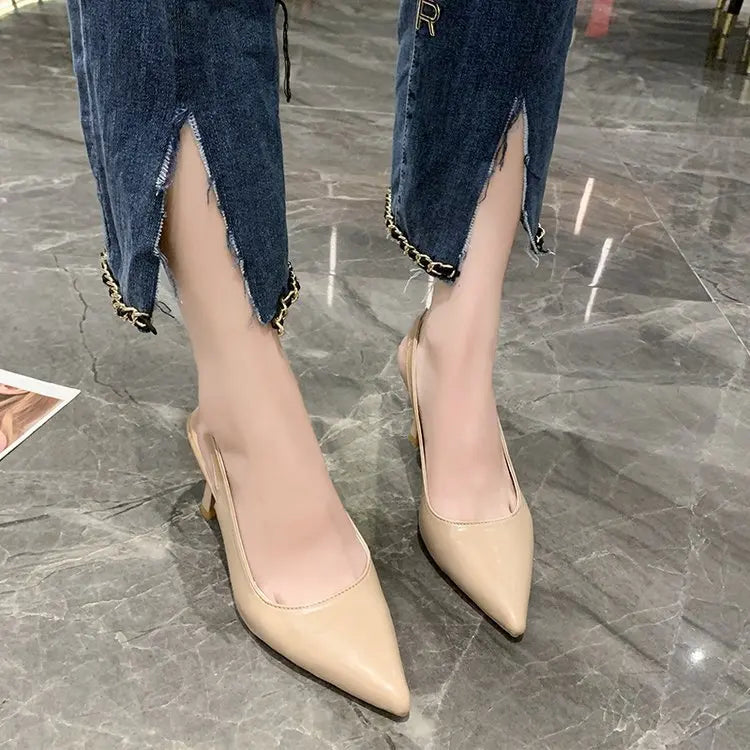 Sandalias Elegantes de Tacón Bajo para Mujer - Punta Puntiaguda Casual
