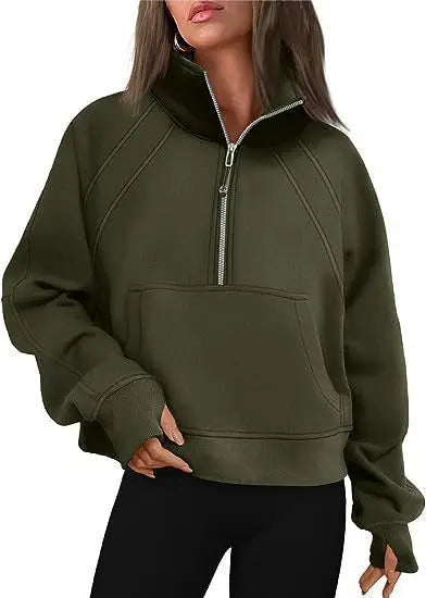 Sudadera Mujer con Media Cremallera - Cuello Alto Holgada Streetwear