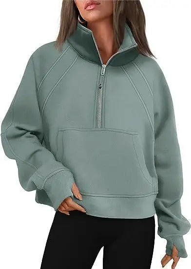 Sudadera Mujer con Media Cremallera - Cuello Alto Holgada Streetwear