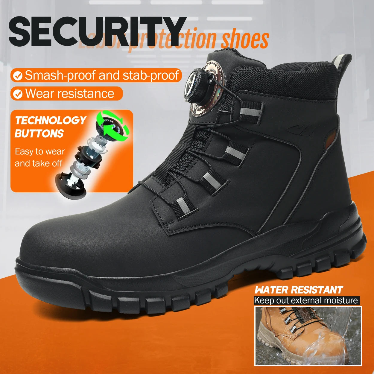 Botas de Seguridad con Punta de Acero Impermeables para Hombre