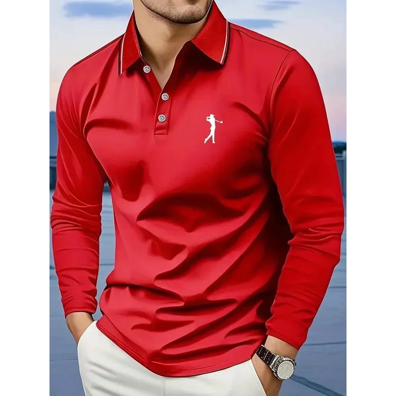 Polo Casual para Hombre - Manga Larga a Rayas Estilo Golf